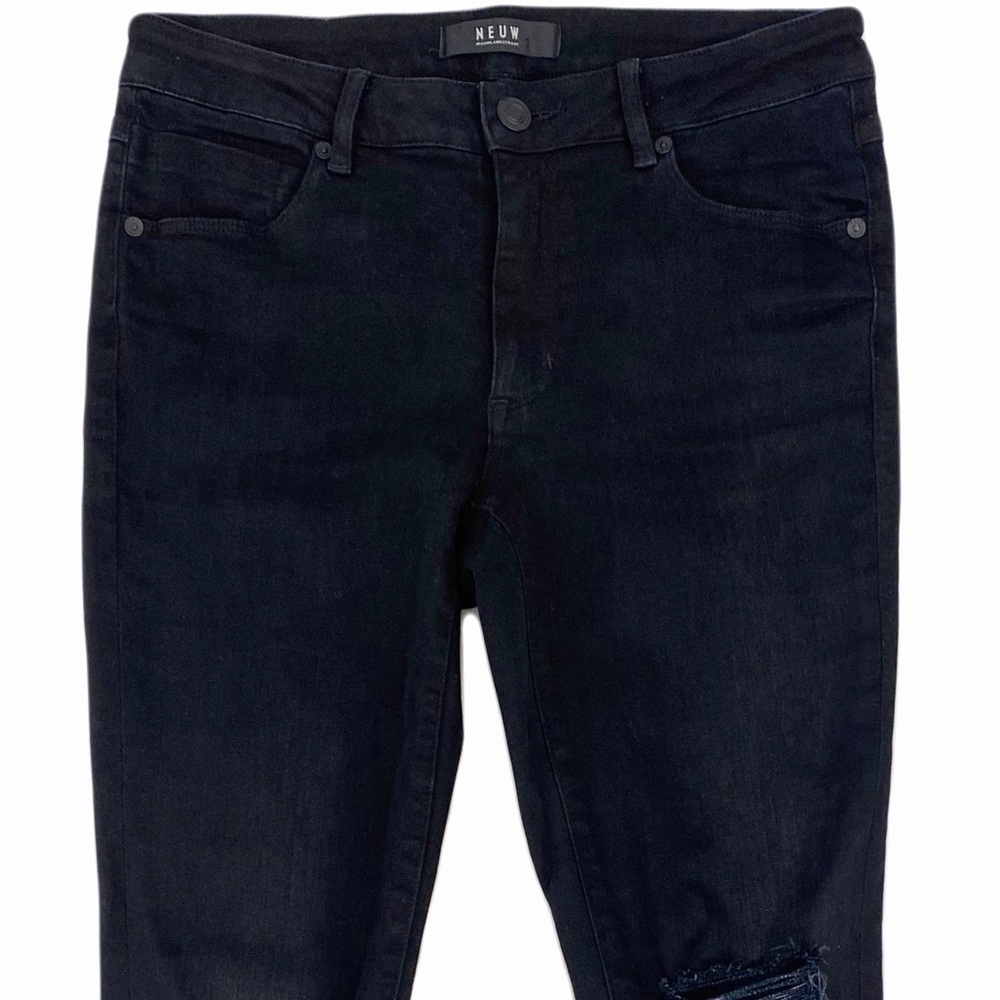NEUW Women's Black Razor Low Skinny Distressed Jeans 27/32 9R